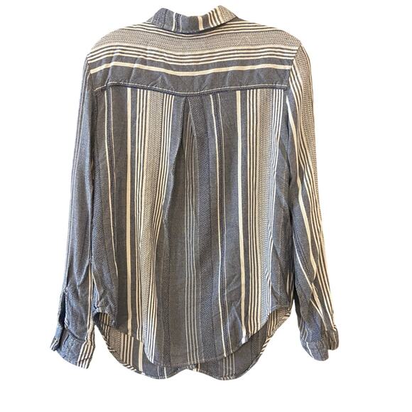 Anthropologie Maeve Women's Size Small Blue Chatham Striped Button Down Shirt - Picture 3 of 9